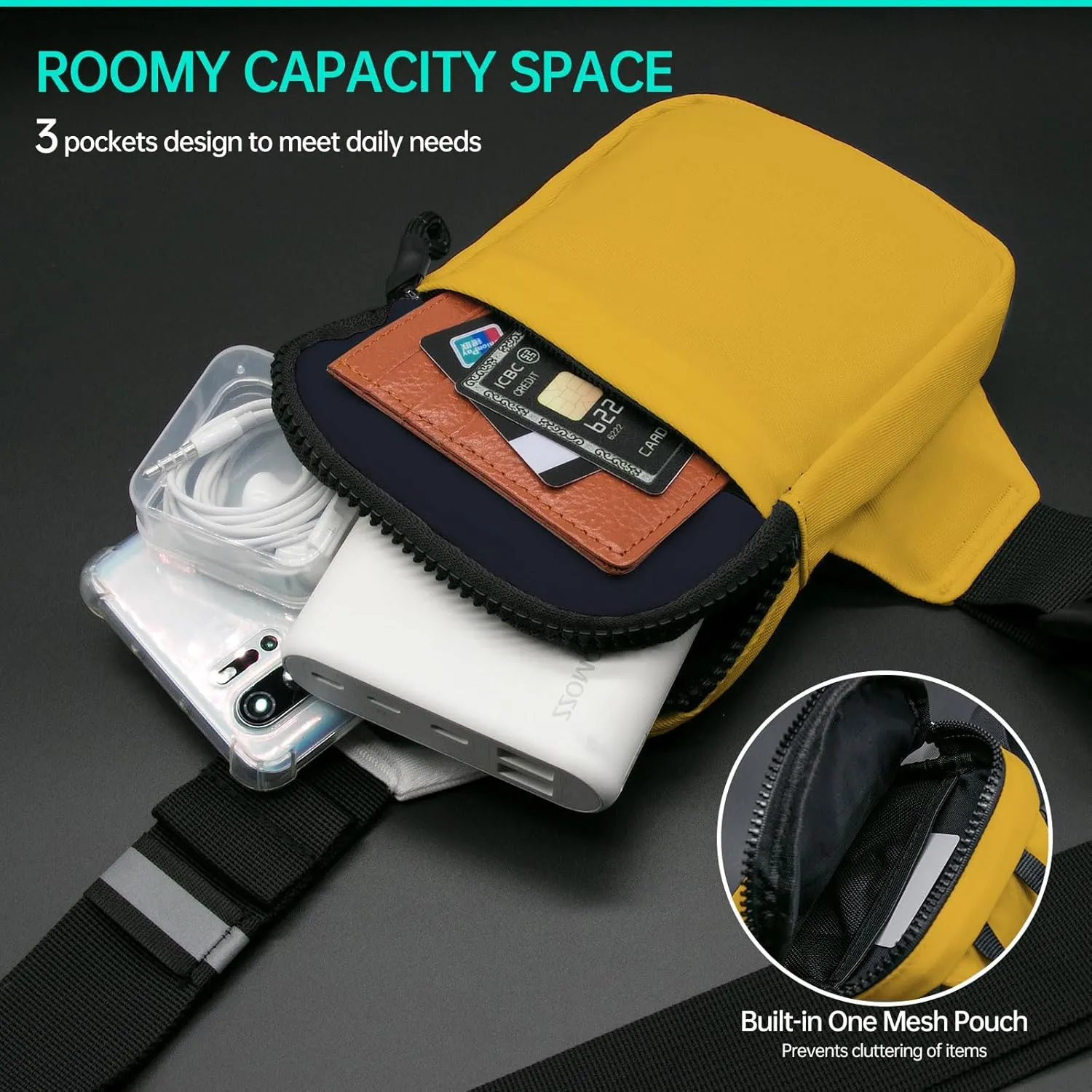 Long Keeper Mini Sling Bag - Men Women Small Waterproof Crossbody Bag Casual Phone Chest Bag for Travelling Hiking