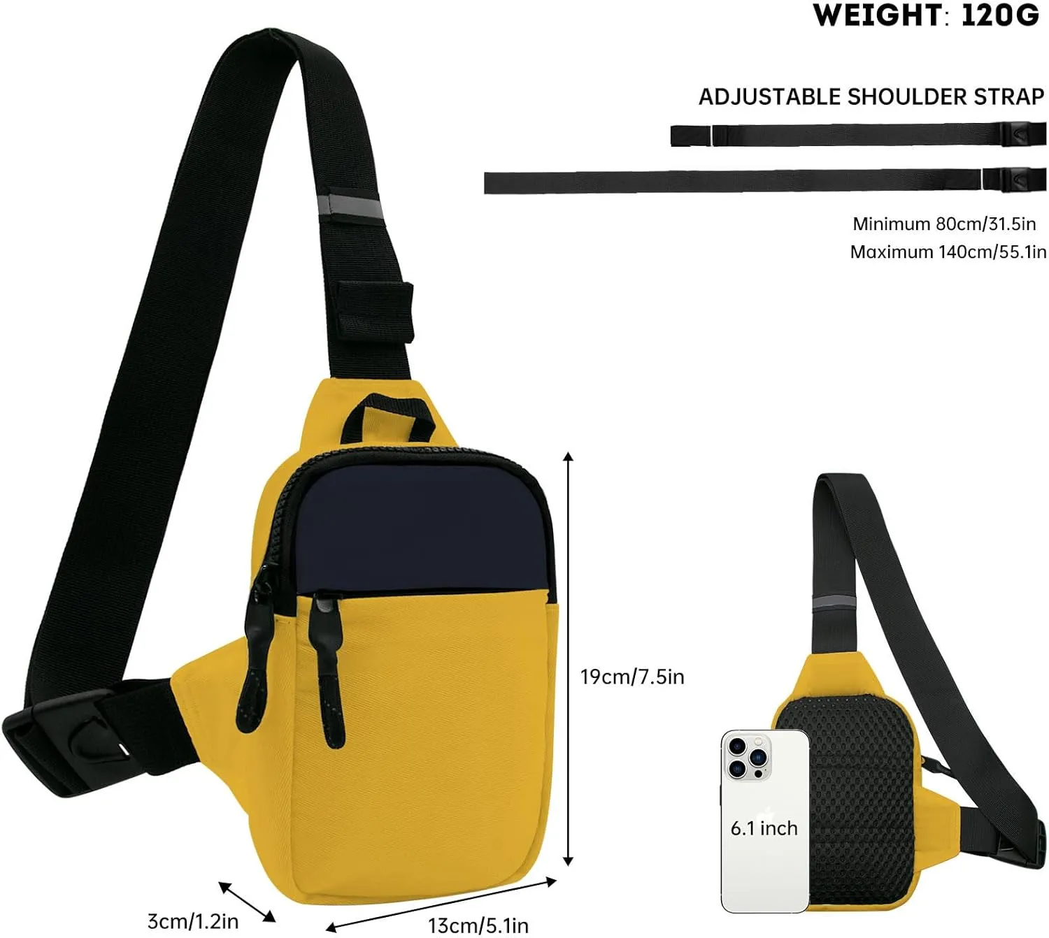 Long Keeper Mini Sling Bag - Men Women Small Waterproof Crossbody Bag Casual Phone Chest Bag for Travelling Hiking