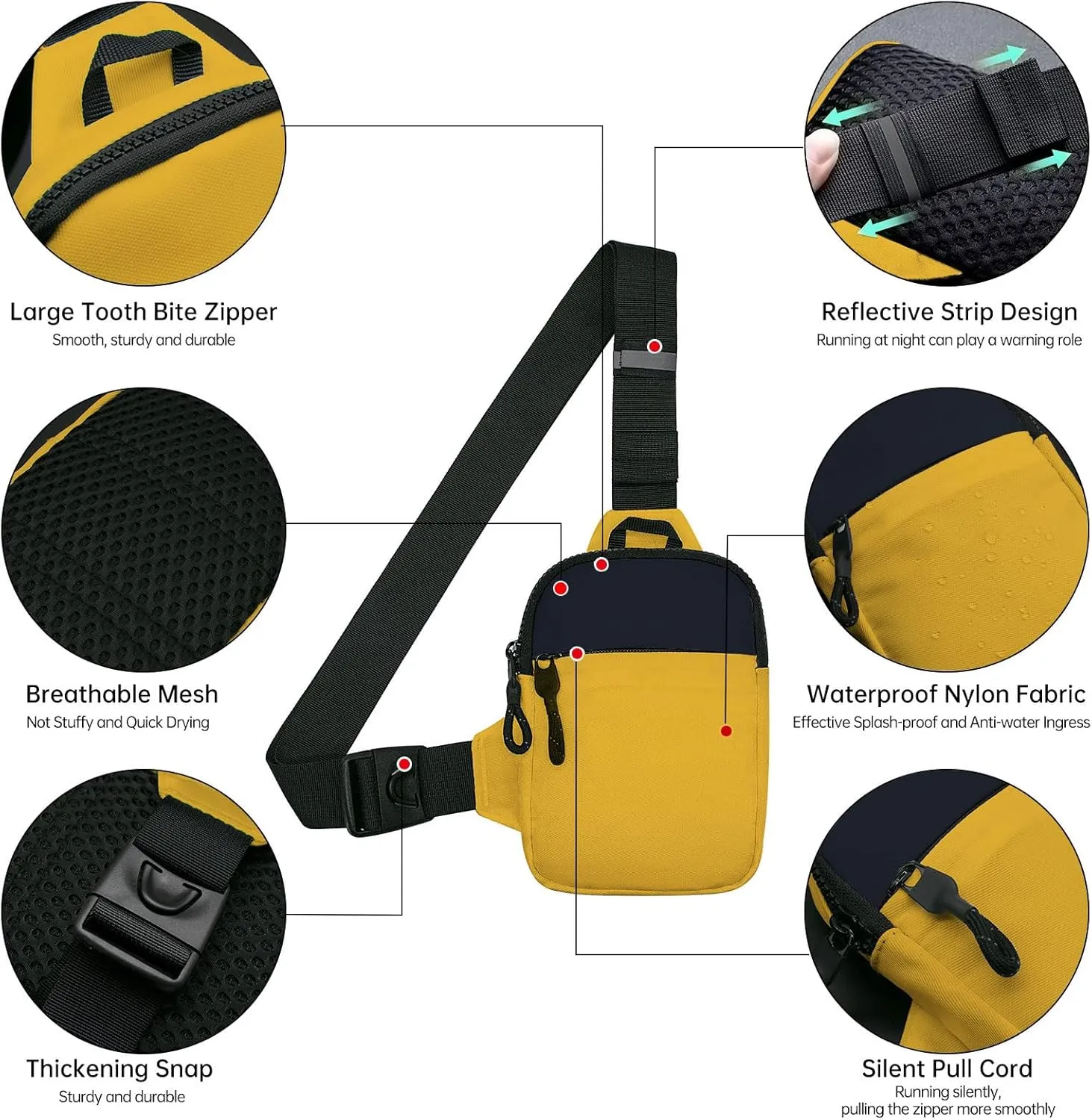 Long Keeper Mini Sling Bag - Men Women Small Waterproof Crossbody Bag Casual Phone Chest Bag for Travelling Hiking