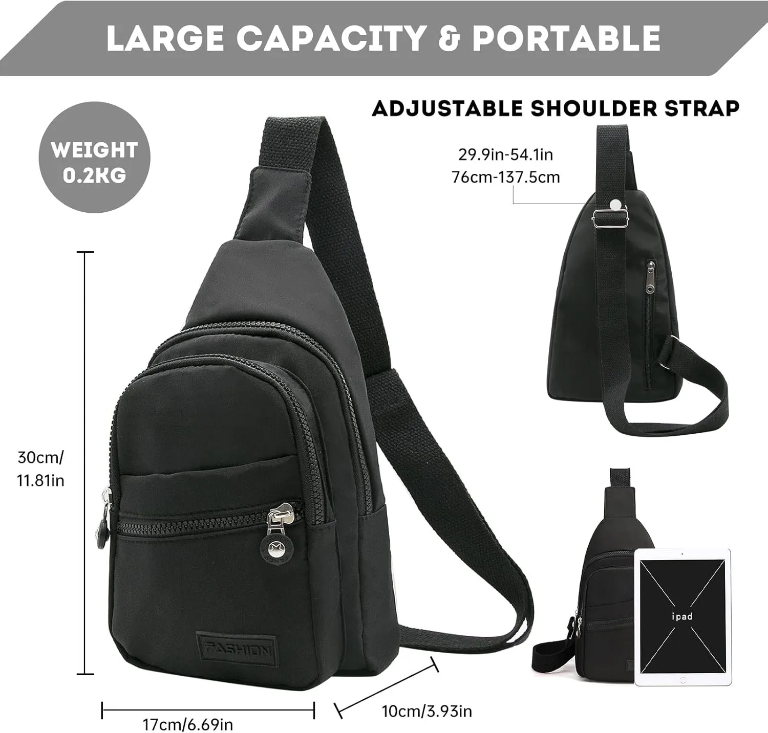 Long Keeper Sling Chest Bag - Women Men Waterproof Crossbody Backpack Traveling Running Hiking Shoulder Daypack Bag