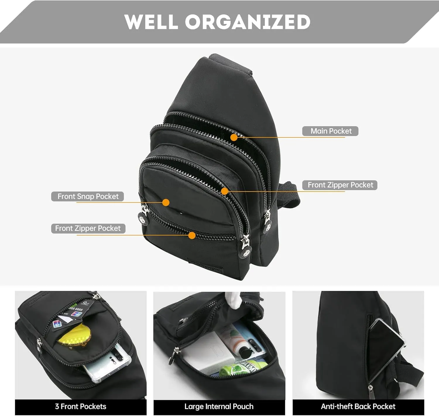 Long Keeper Sling Chest Bag - Women Men Waterproof Crossbody Backpack Traveling Running Hiking Shoulder Daypack Bag