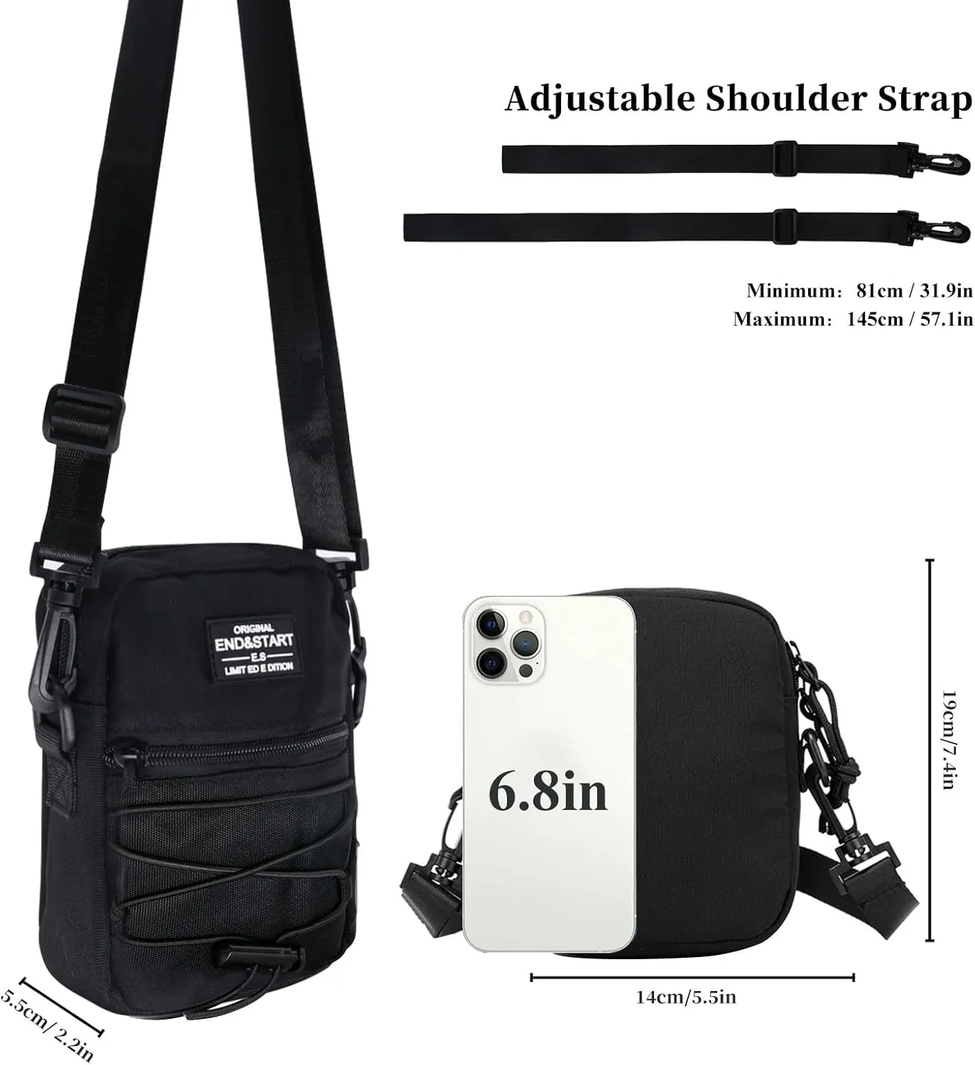 Long Keeper Small Crossbody Bag - Women Men Sport Nylon Shoulder Bag Waterproof Travel Running Casual Work Messenger Bag