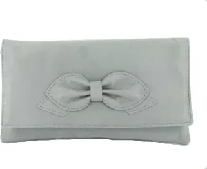 LONI Womens Gorgeous Faux Suede Bow Clutch/Shoulder Bag Wedding Prom Bag Medium Size