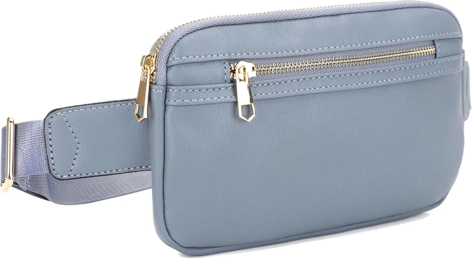LOVESOME Vegan Leather Everywhere Fashion Waist Bag Fanny Pack Crossbody Bag Belt Bag Sling Bag with Adjustable Strap for Women (Blue Grey)