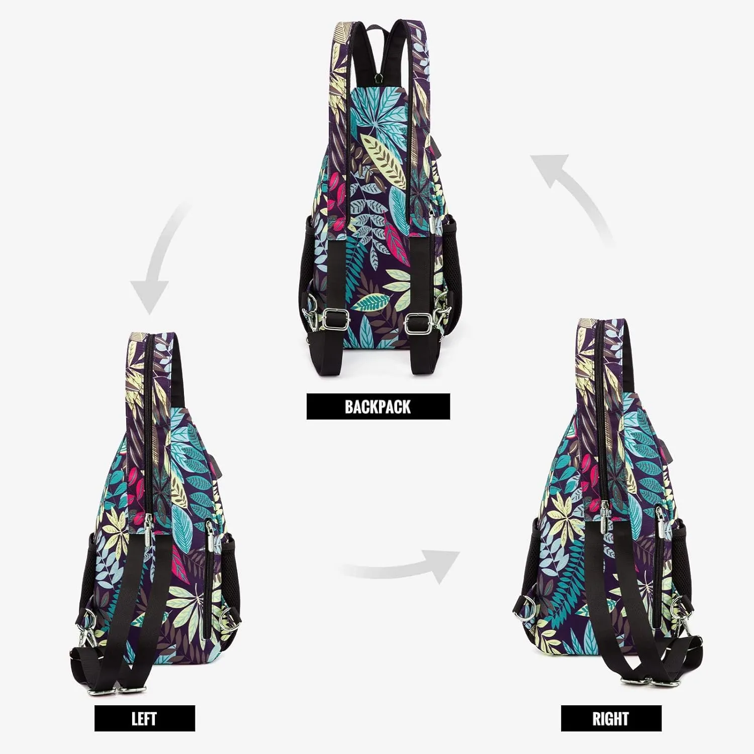 LOVEVOOK Sling Bag for Women Casual Daypack Nylon Crossbody Sling Backpack Travel Shoulder Bag Hiking Daypack