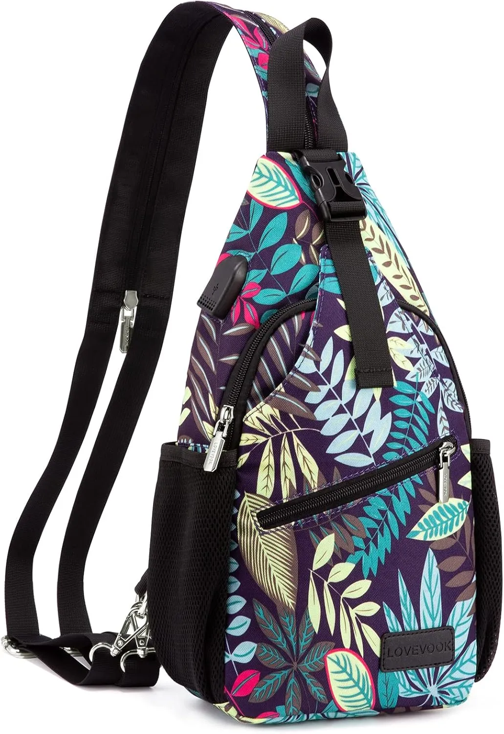 LOVEVOOK Sling Bag for Women Casual Daypack Nylon Crossbody Sling Backpack Travel Shoulder Bag Hiking Daypack