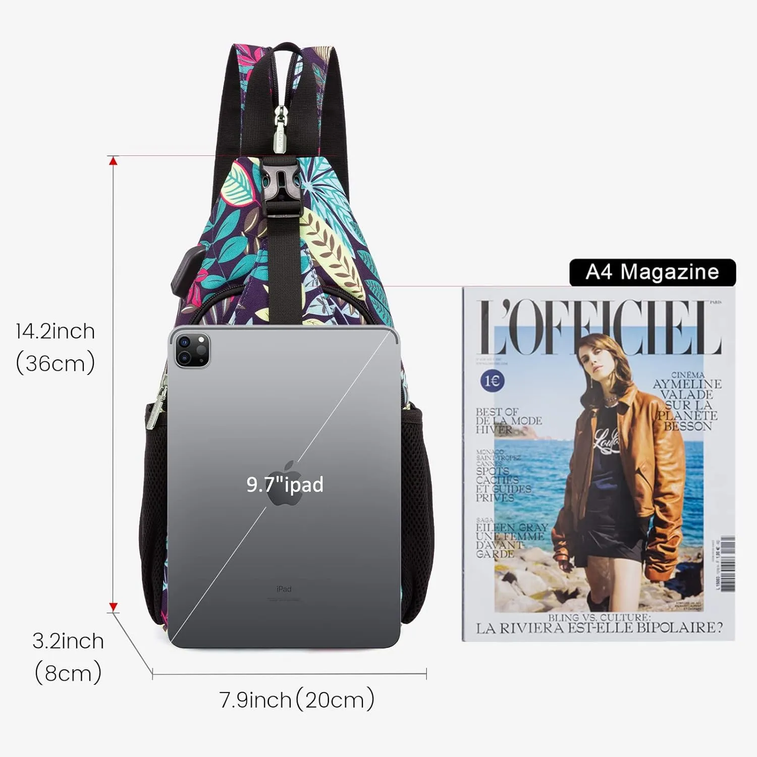 LOVEVOOK Sling Bag for Women Casual Daypack Nylon Crossbody Sling Backpack Travel Shoulder Bag Hiking Daypack