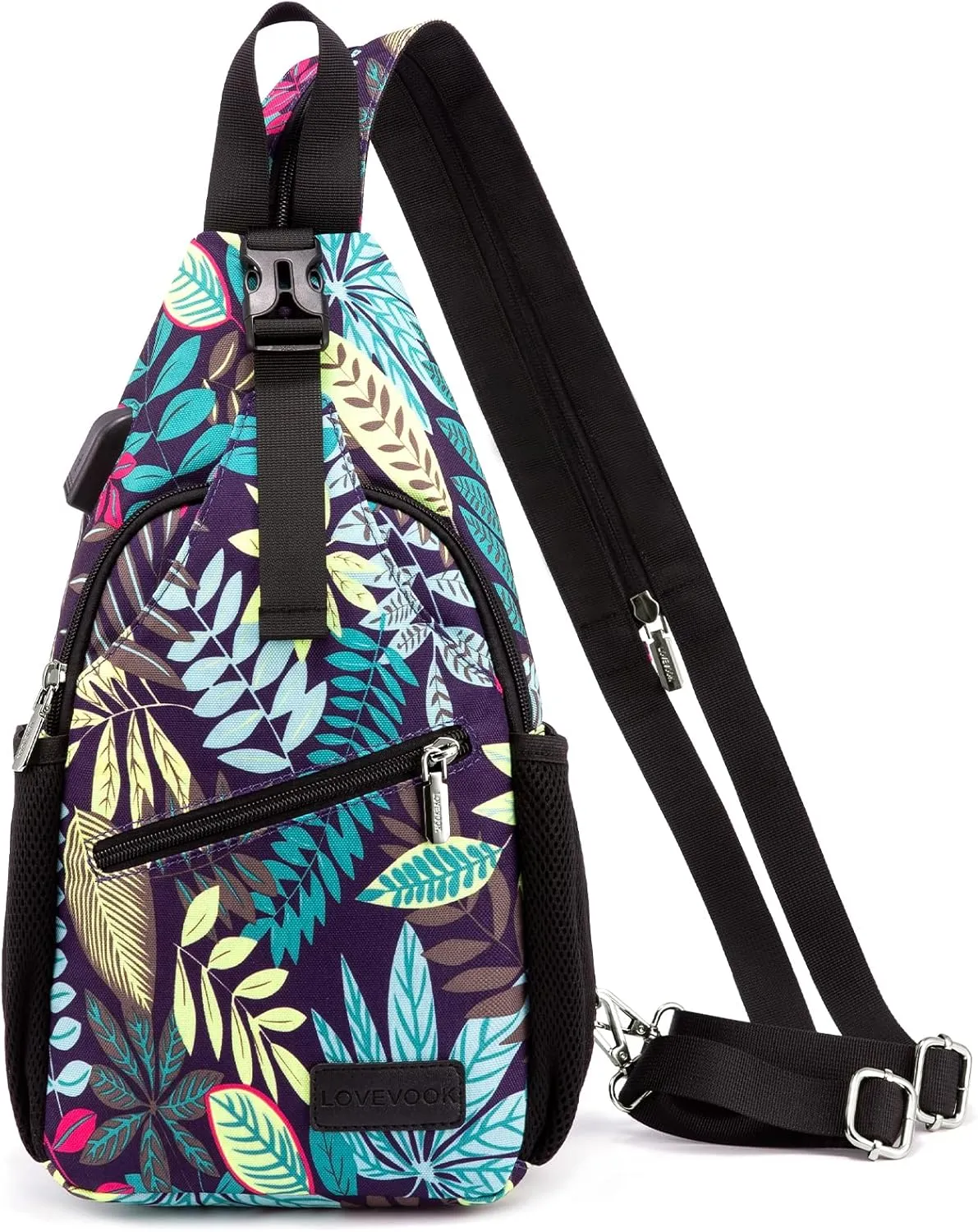 LOVEVOOK Sling Bag for Women Casual Daypack Nylon Crossbody Sling Backpack Travel Shoulder Bag Hiking Daypack