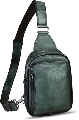 LRTO Genuine Leather Small Sling Bag for Women and Men Crossbody Bag Chest Bag Sling Backpack Purses for Hiking Sports Travel