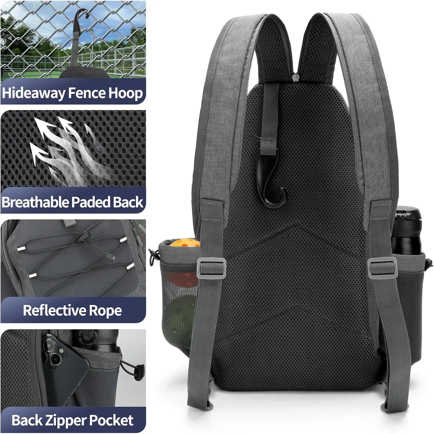 LUOKE Pickleball Bag Crossbody Sling Bags for Men Women, Adjustable Pickleball Backpack for Pickle Ball Paddle Rackets, Mothers Day Gifts for Mom