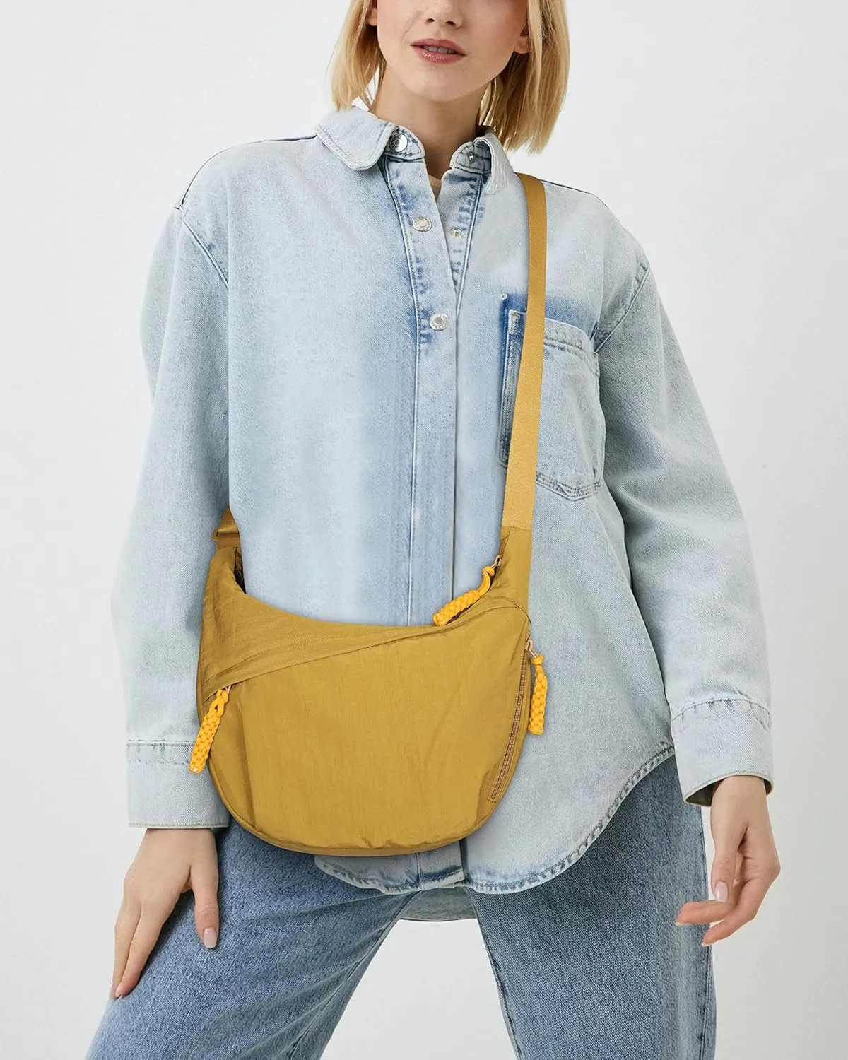 Lushandy Nylon Crescent Crossbody Luna Bag for Women - Moon Shoulder, Lightweight Sling, Casual Hobo Dumpling