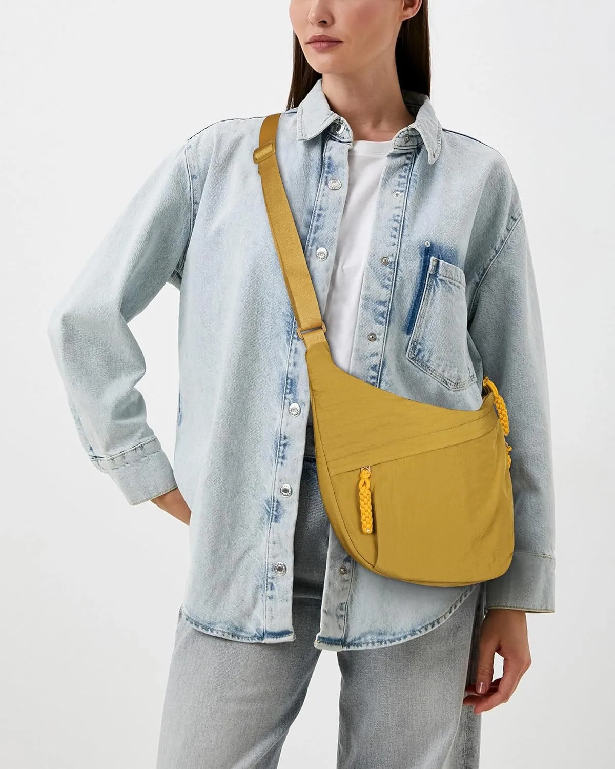 Lushandy Nylon Crescent Crossbody Luna Bag for Women - Moon Shoulder, Lightweight Sling, Casual Hobo Dumpling