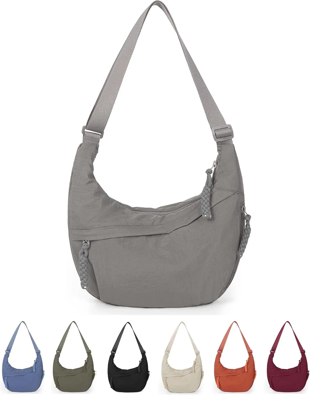 Lushandy Nylon Crescent Crossbody Luna Bag for Women - Moon Shoulder, Lightweight Sling, Casual Hobo Dumpling