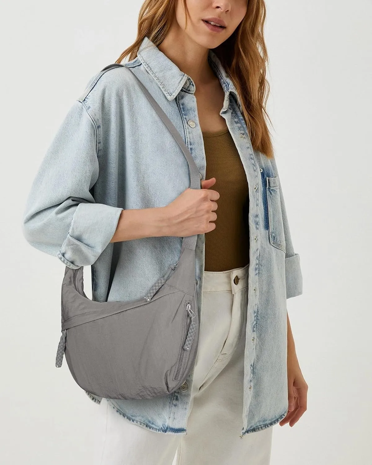 Lushandy Nylon Crescent Crossbody Luna Bag for Women - Moon Shoulder, Lightweight Sling, Casual Hobo Dumpling