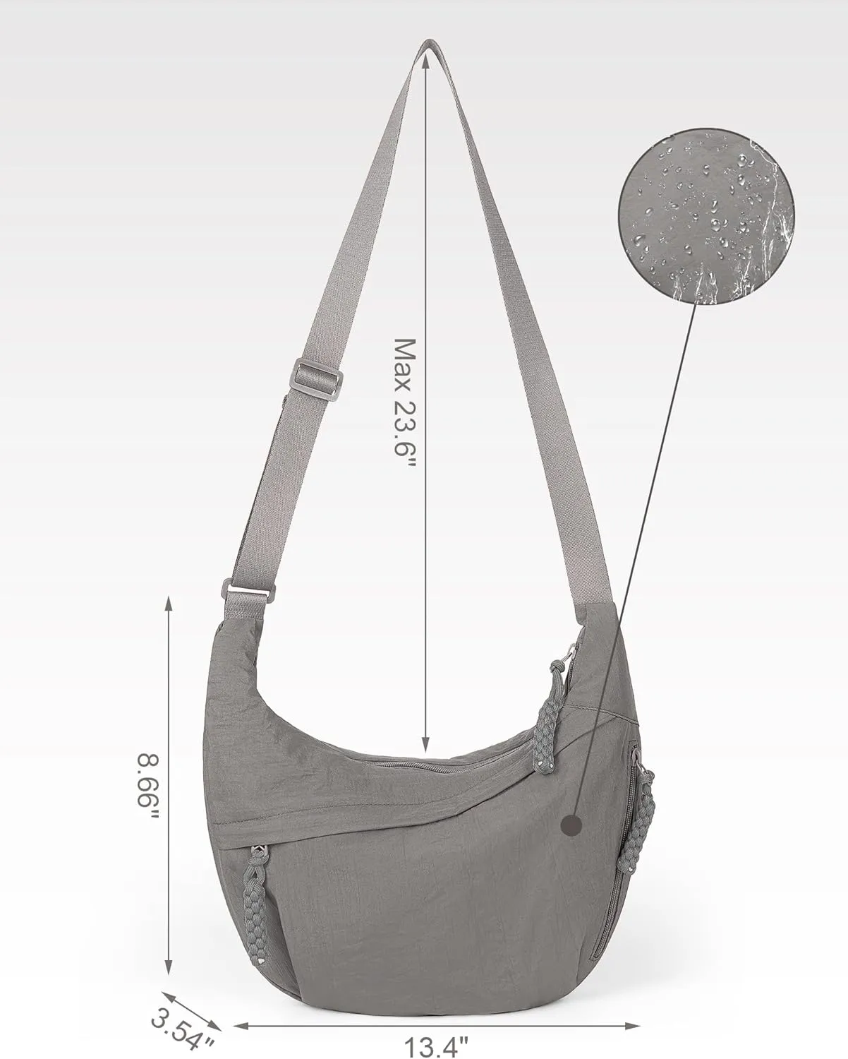 Lushandy Nylon Crescent Crossbody Luna Bag for Women - Moon Shoulder, Lightweight Sling, Casual Hobo Dumpling