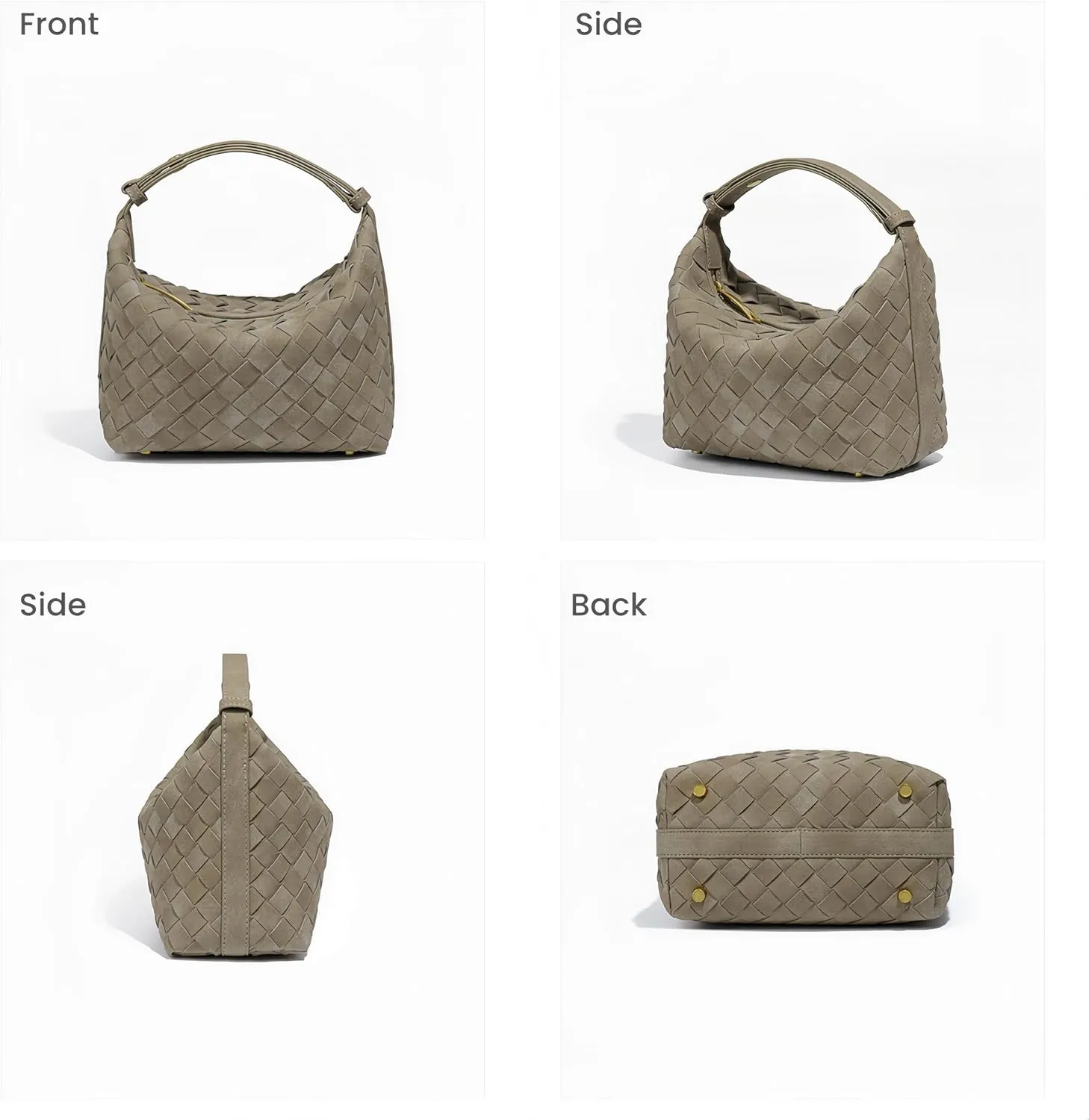 Luxurious Suede Hobo Bag - Women's Woven Leather Shoulder Bag with Spacious Interior