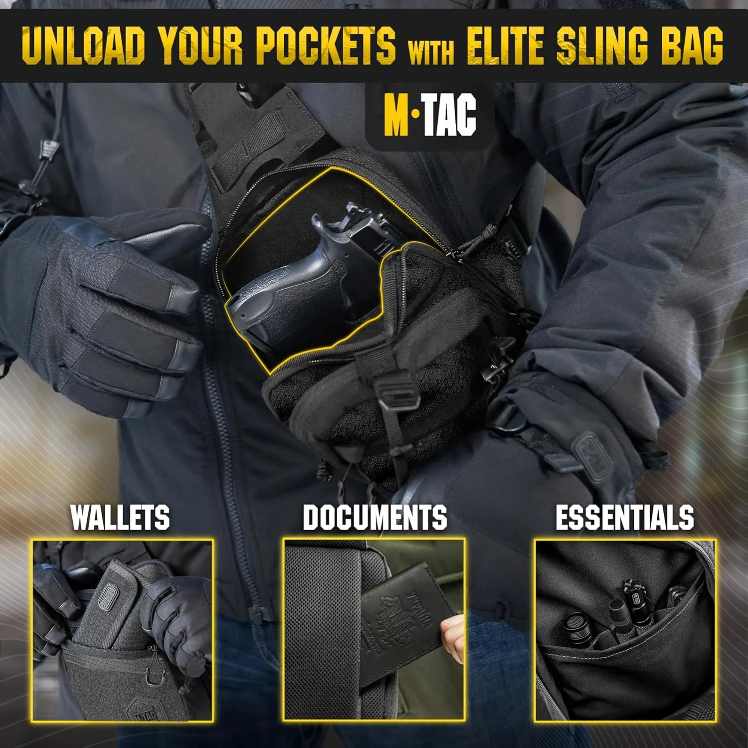 M-Tac Elite Sling Bag - EDC Tactical Crossbody Concealed Carry CCW Chest Pack