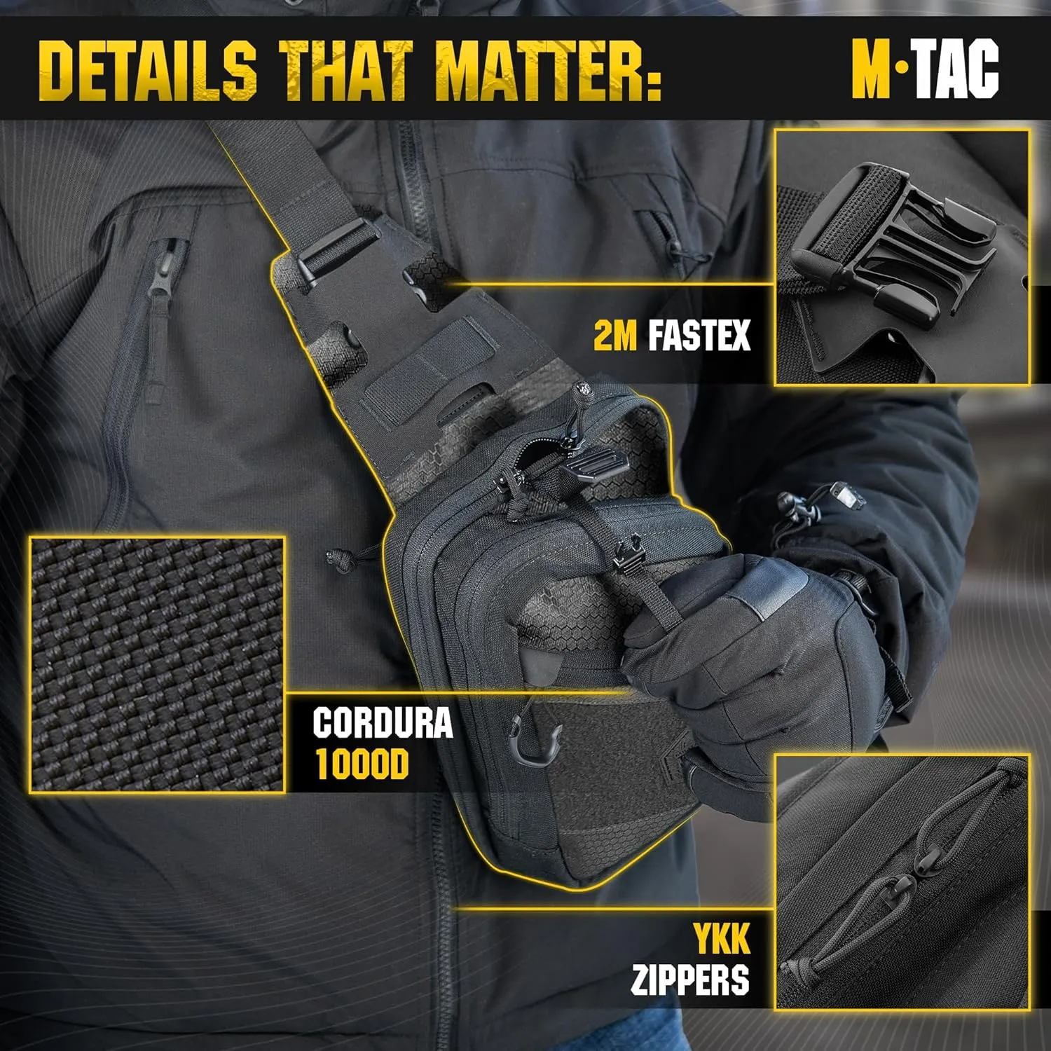 M-Tac Elite Sling Bag - EDC Tactical Crossbody Concealed Carry CCW Chest Pack
