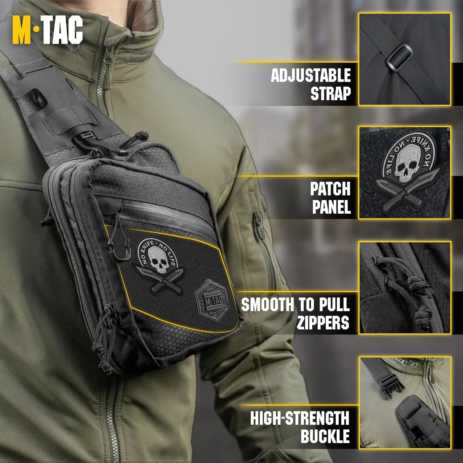 M-Tac Elite Sling Bag - EDC Tactical Crossbody Concealed Carry CCW Chest Pack