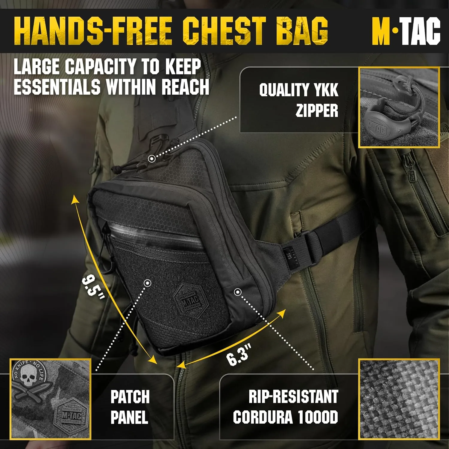 M-Tac Elite Sling Bag - EDC Tactical Crossbody Concealed Carry CCW Chest Pack