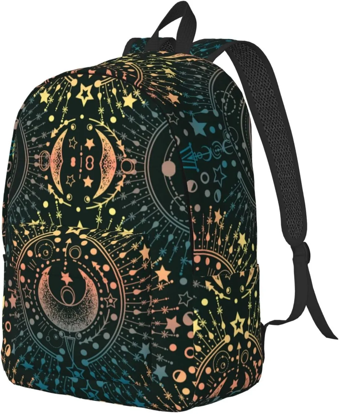 Magical Astrology Moon Star Magic Backpack for Girls Boys Women Lightweight Canvas Bookbag Casual Daypack for Travel Outdoor Camping, 17 Inch