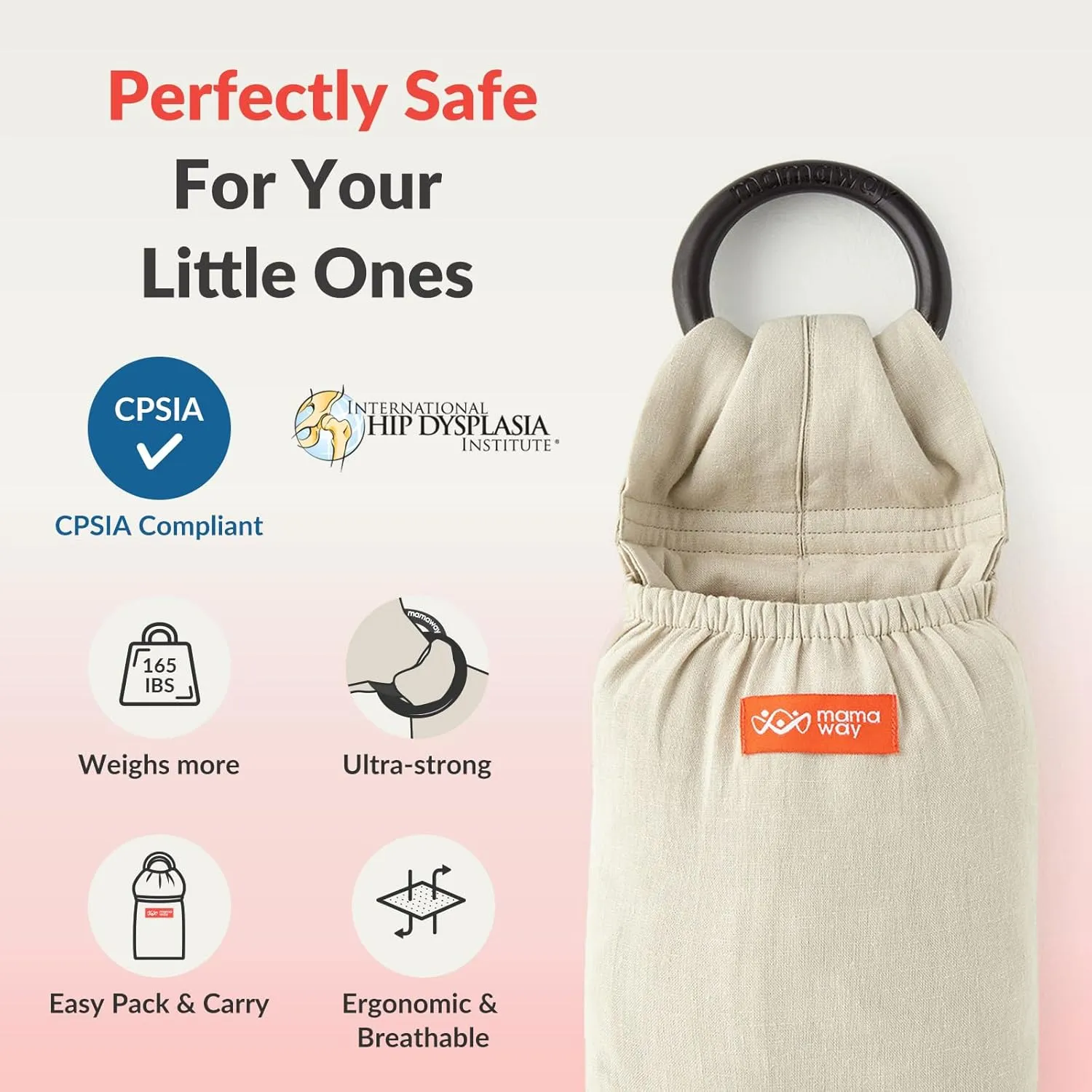 Mamaway Baby Ring Sling Carrier - Newborn and Toddler Sling (Supports up to 154lbs), IHDI Certified, Rayon & Linen Made, Soft & Breathable, Nylon 66 Safety Rings, Storage Pocket Design, Olive