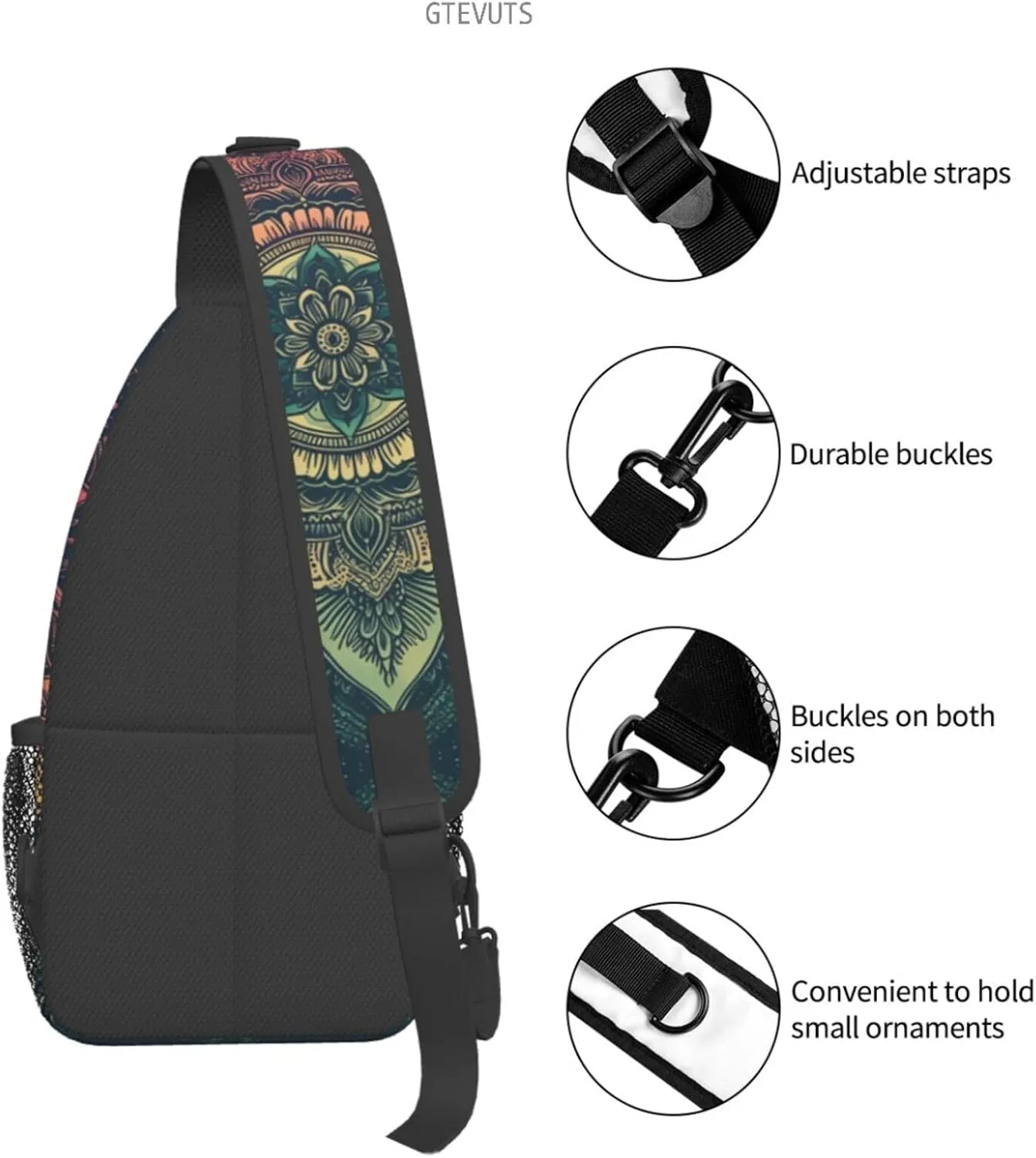 Mandala Sling Backpack Chest Bag Crossbody Shoulder Bag Gym Cycling Travel Hiking Daypack For Men Women