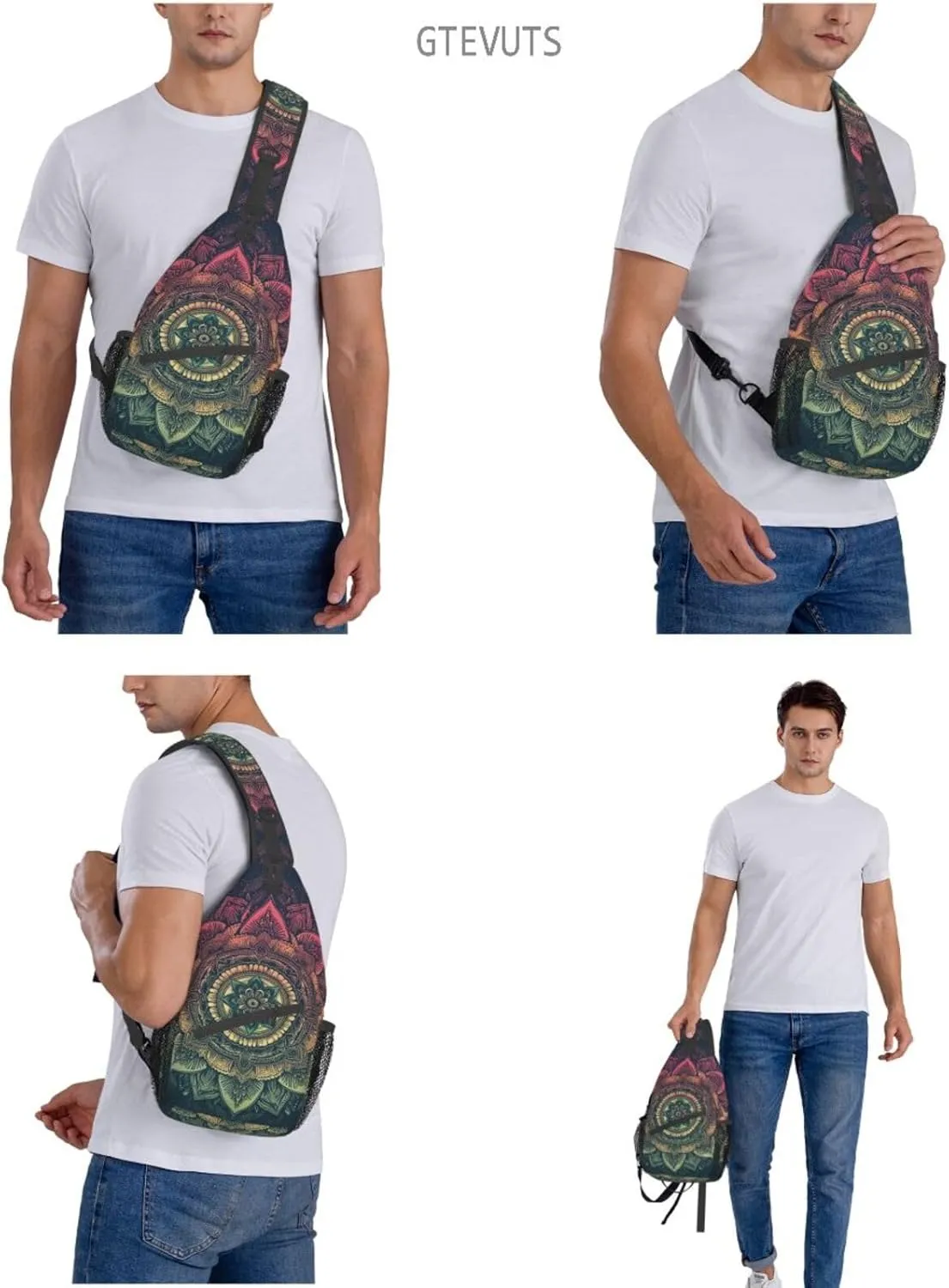 Mandala Sling Backpack Chest Bag Crossbody Shoulder Bag Gym Cycling Travel Hiking Daypack For Men Women