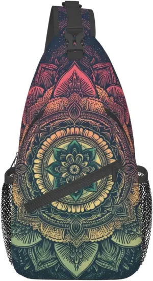 Mandala Sling Backpack Chest Bag Crossbody Shoulder Bag Gym Cycling Travel Hiking Daypack For Men Women
