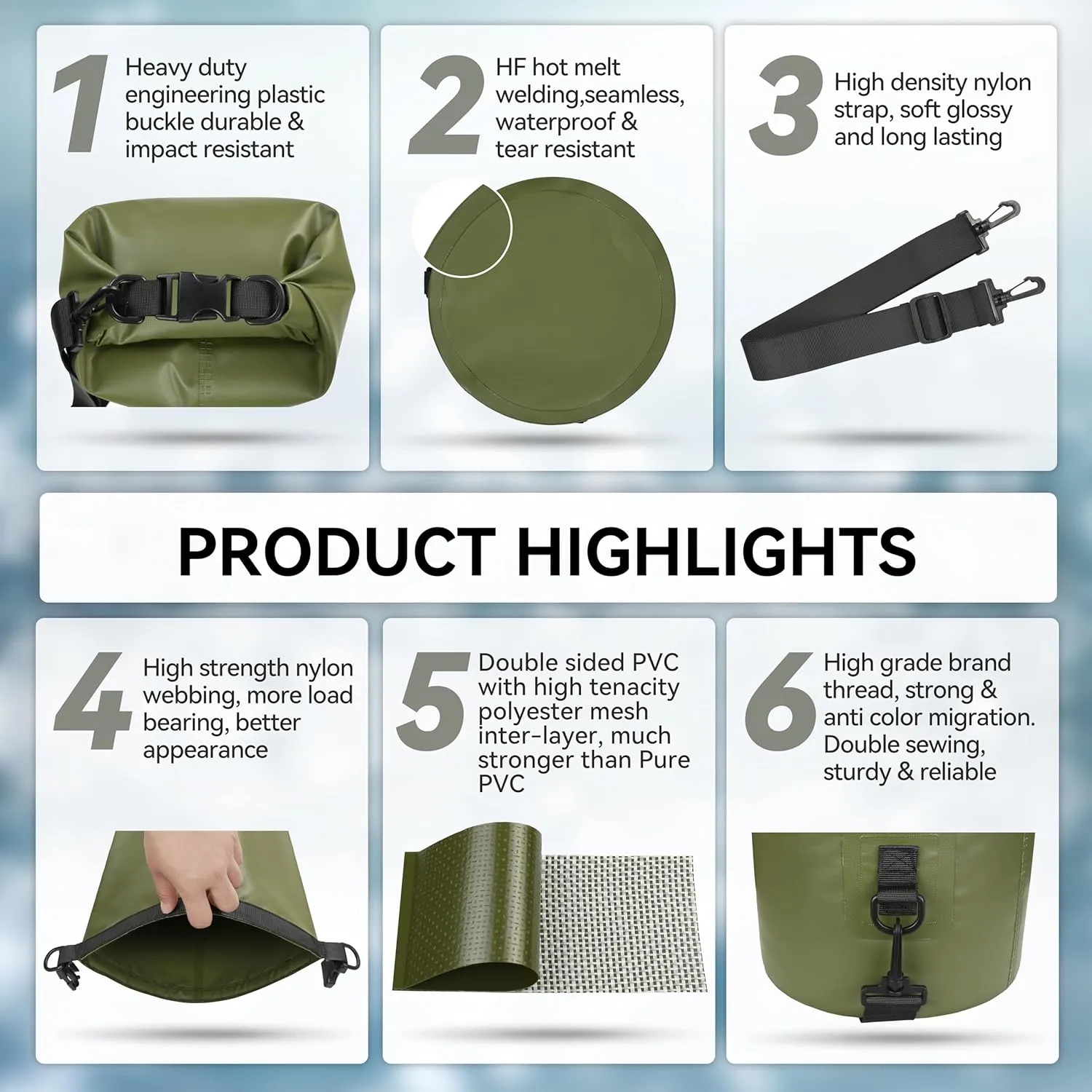 MARCHWAY Floating Waterproof Dry Bag Backpack 5L/10L/20L/30L/40L, Roll Top Sack Keeps Gear Dry for Kayaking, Rafting, Boating, Swimming, Camping, Hiking, Beach, Fishing