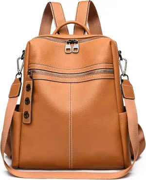 Maxoner Backpack Purse for Women Fashion Genuine Leather Convertible Shoulder Handbag Travel Bag Satchel Rucksack Ladies Bag