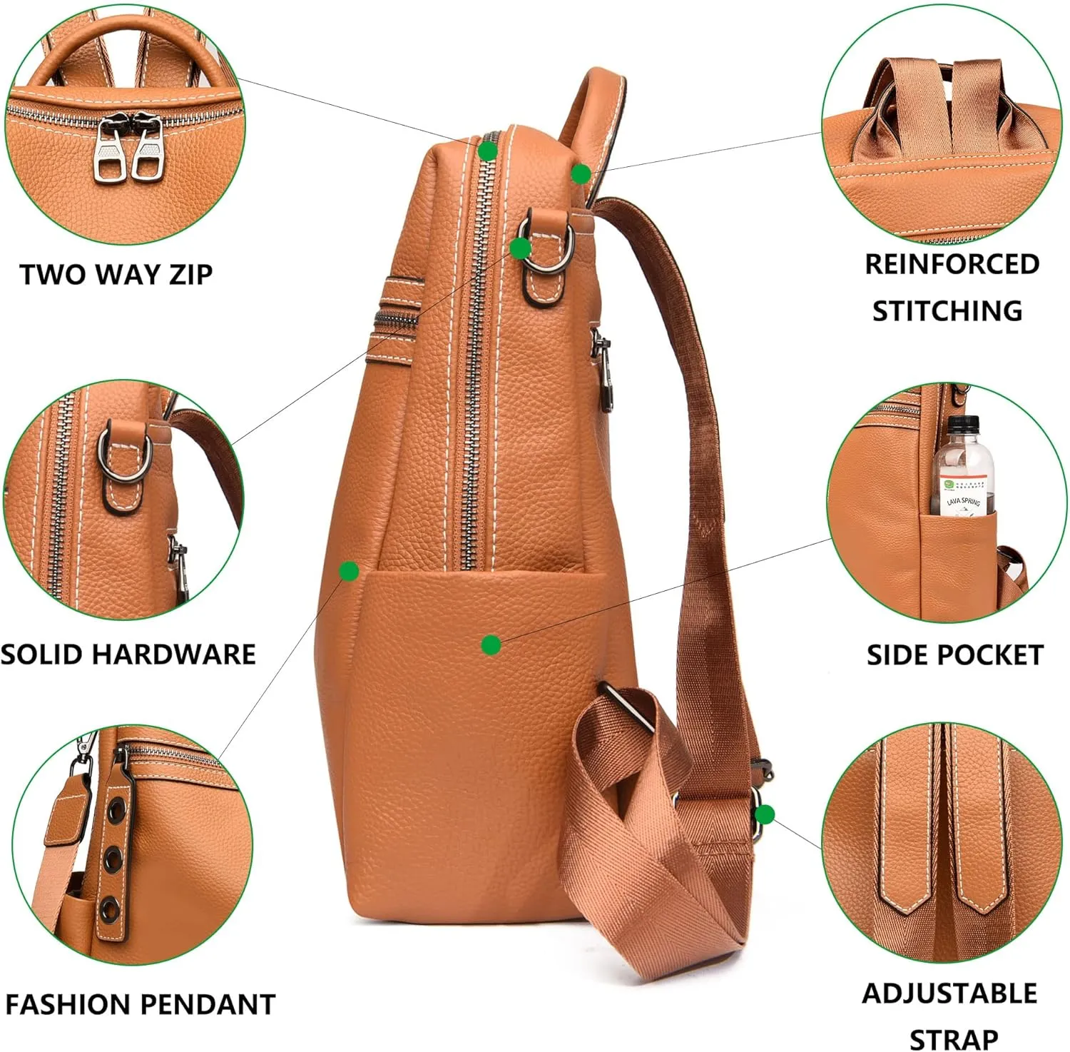 Maxoner Backpack Purse for Women Fashion Genuine Leather Convertible Shoulder Handbag Travel Bag Satchel Rucksack Ladies Bag