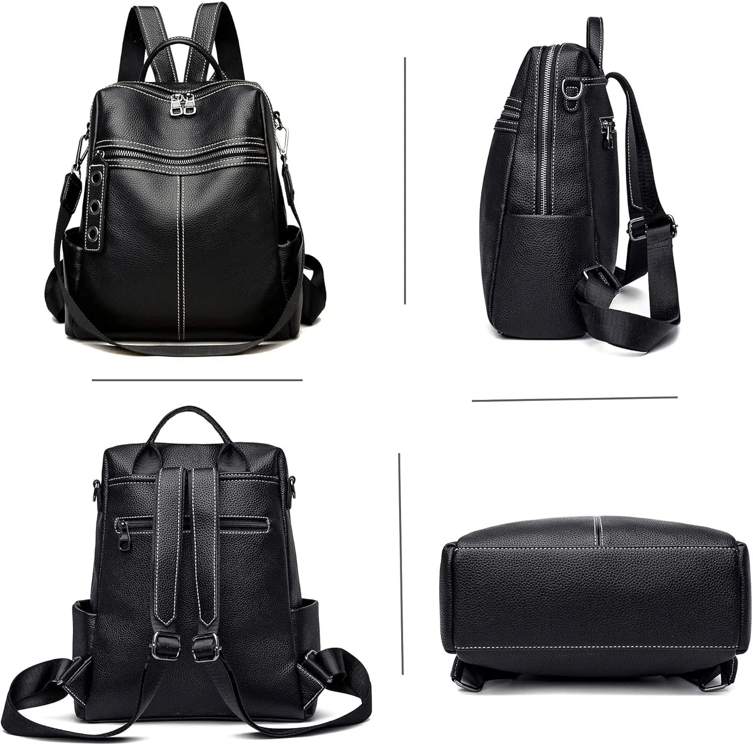 Maxoner Backpack Purse for Women Fashion Genuine Leather Convertible Shoulder Handbag Travel Bag Satchel Rucksack Ladies Bag