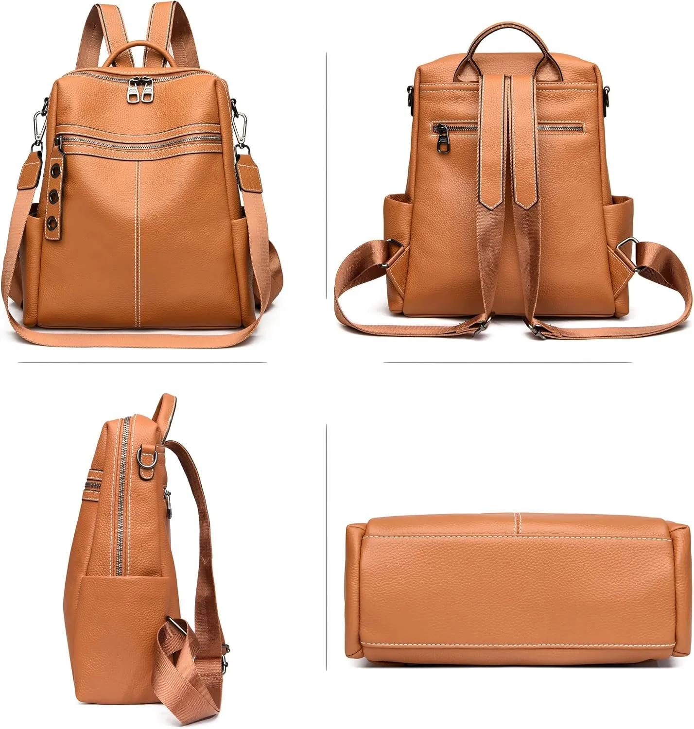 Maxoner Backpack Purse for Women Fashion Genuine Leather Convertible Shoulder Handbag Travel Bag Satchel Rucksack Ladies Bag