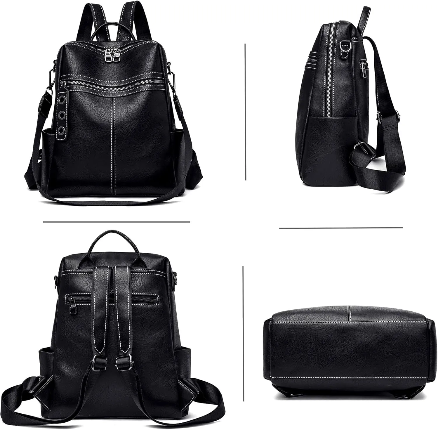 Maxoner Backpack Purse for Women Fashion Genuine Leather Convertible Shoulder Handbag Travel Bag Satchel Rucksack Ladies Bag