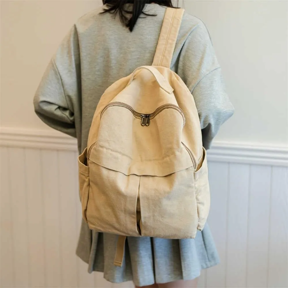 MaxxCloud Cute College Laptop Backpack for Women, Heavy Cotton, Retro Canvas Backpack Travel Bag