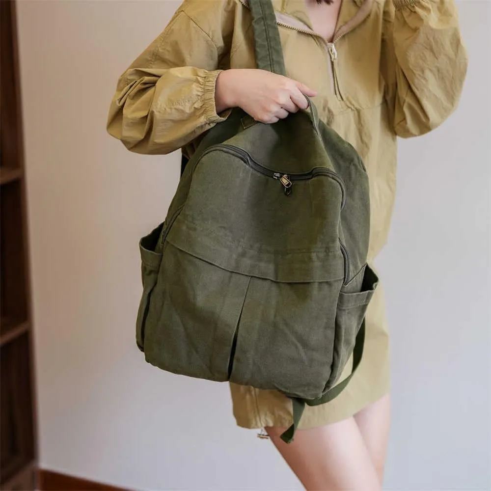 MaxxCloud Cute College Laptop Backpack for Women, Heavy Cotton, Retro Canvas Backpack Travel Bag