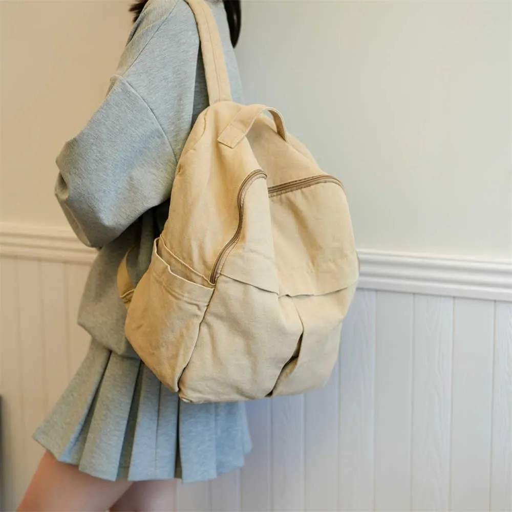 MaxxCloud Cute College Laptop Backpack for Women, Heavy Cotton, Retro Canvas Backpack Travel Bag