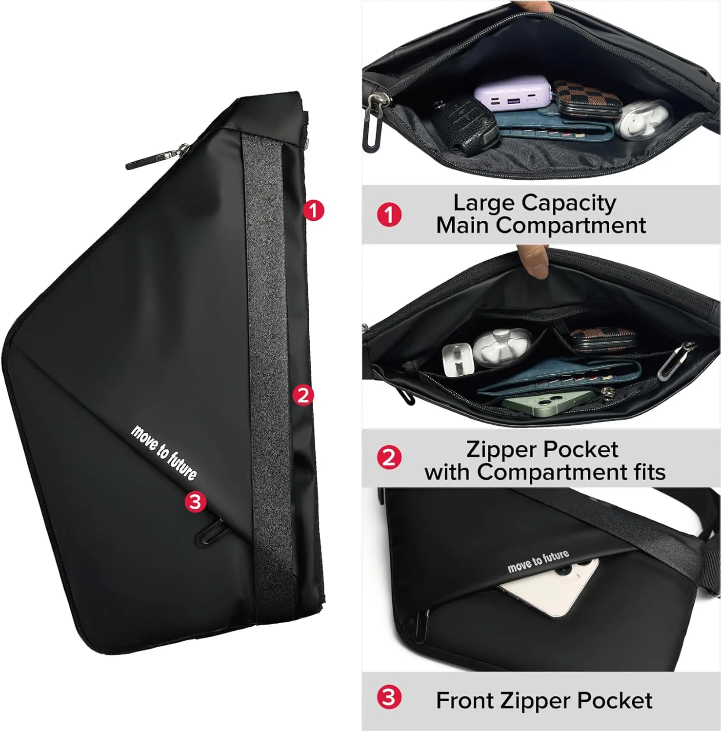 MAYMOONER Personal Sling Shoulder Crossbody Flex Bag Men Women Anti-theft One Strap Casual Chest Bags Slim Backpack Biking