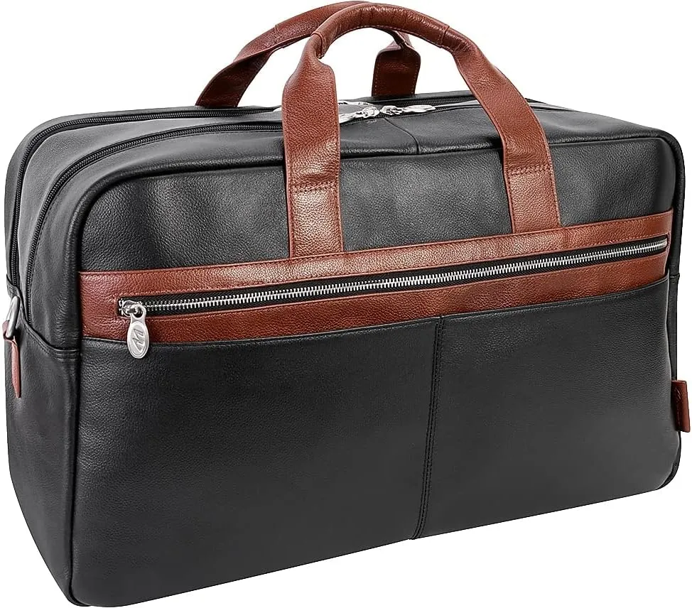 McKlein 21" Leather, Two-tone, Dual-Compartment, Laptop & Tablet Carry-All Duffel- WELLINGTON