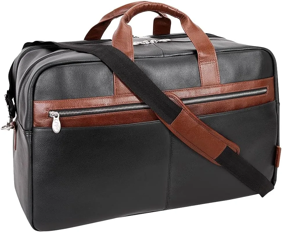 McKlein 21" Leather, Two-tone, Dual-Compartment, Laptop & Tablet Carry-All Duffel- WELLINGTON