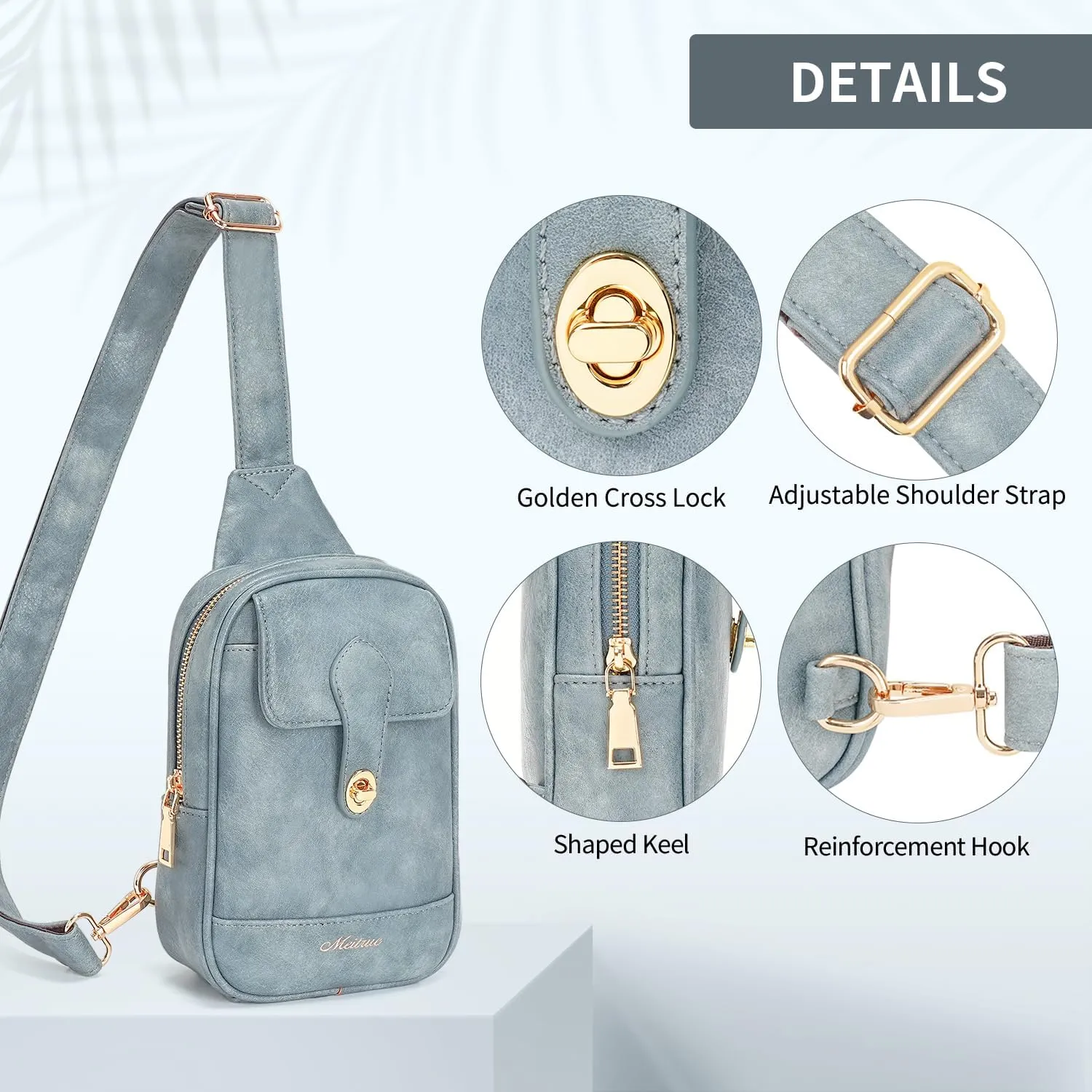 MEITRUE Small Sling Bag for Women Crossbody Bag Vegan Leather Sling Fanny Pack Cell Phone Purse with Adjustable Guitar Strap