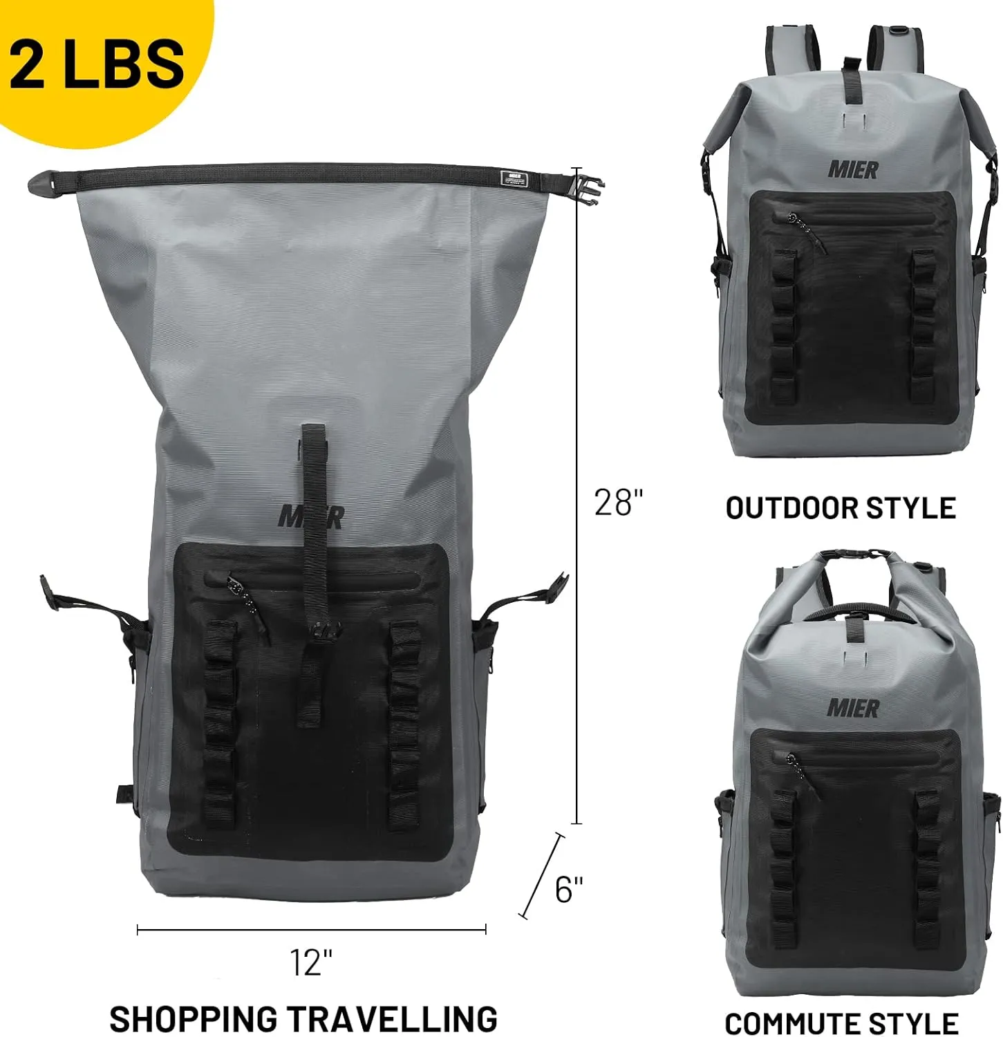 MIER Dry Bag Waterproof Backpack 30L Dry Sack Heavy Duty Roll-Top Closure for Kayaking, Beach, Boating, Swimming, Surfing