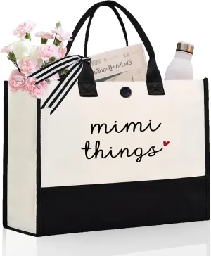 Mimi Gifts for Grandma- Unique Tote Bag- Mimi Mothers Day Birthday Gifts, Thoughtful Gift for Mimis from Grandkids, Mimis Bag for Shopping Travel, 17” x 6.7” x 12.5”