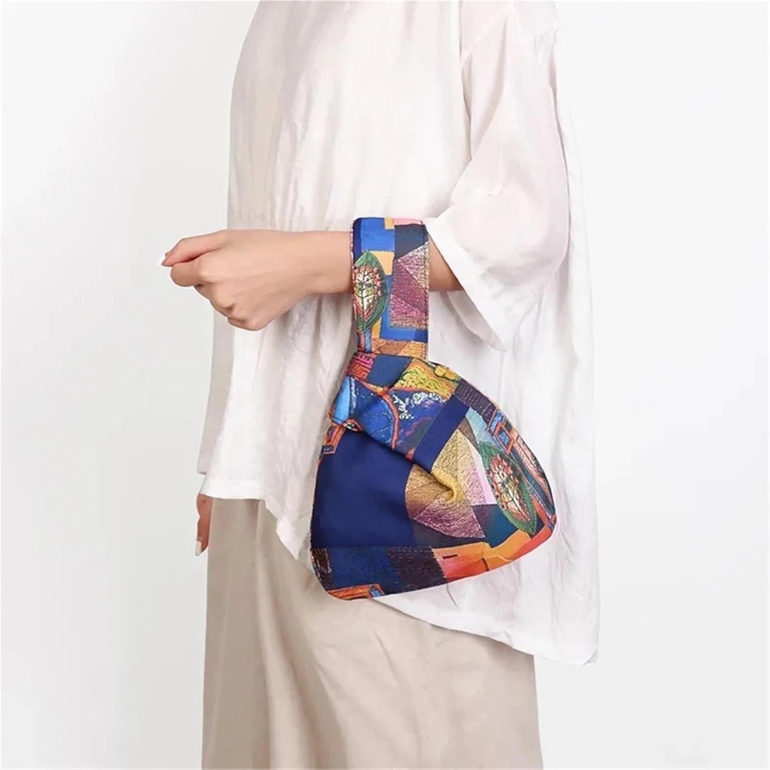 Mini Portable Knot Wrist Bag Shopping Bags Women Handle Simple Purse Phone Key Pouch For Women