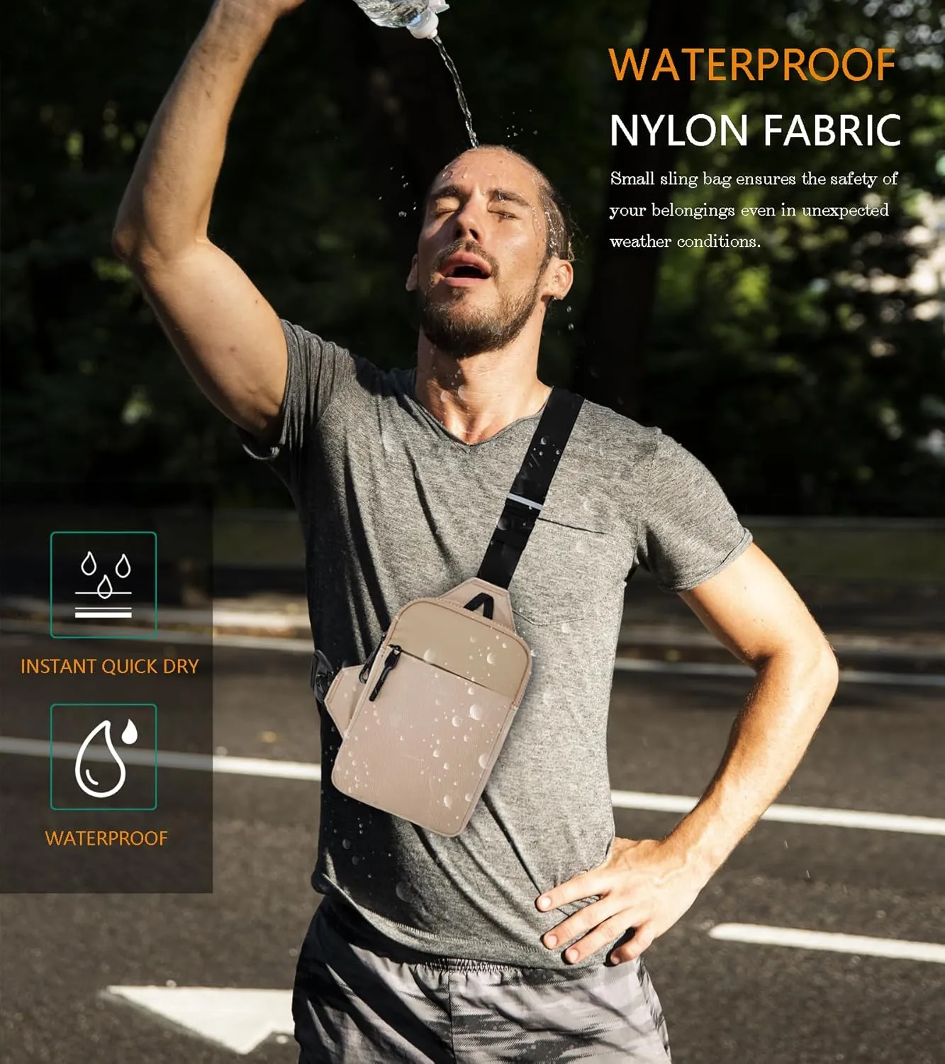 Mini Sling Bag for Men Women, Crossbody Waterproof Trendy Shoulder Cell Phone Chest Bag for Travel Work Gym