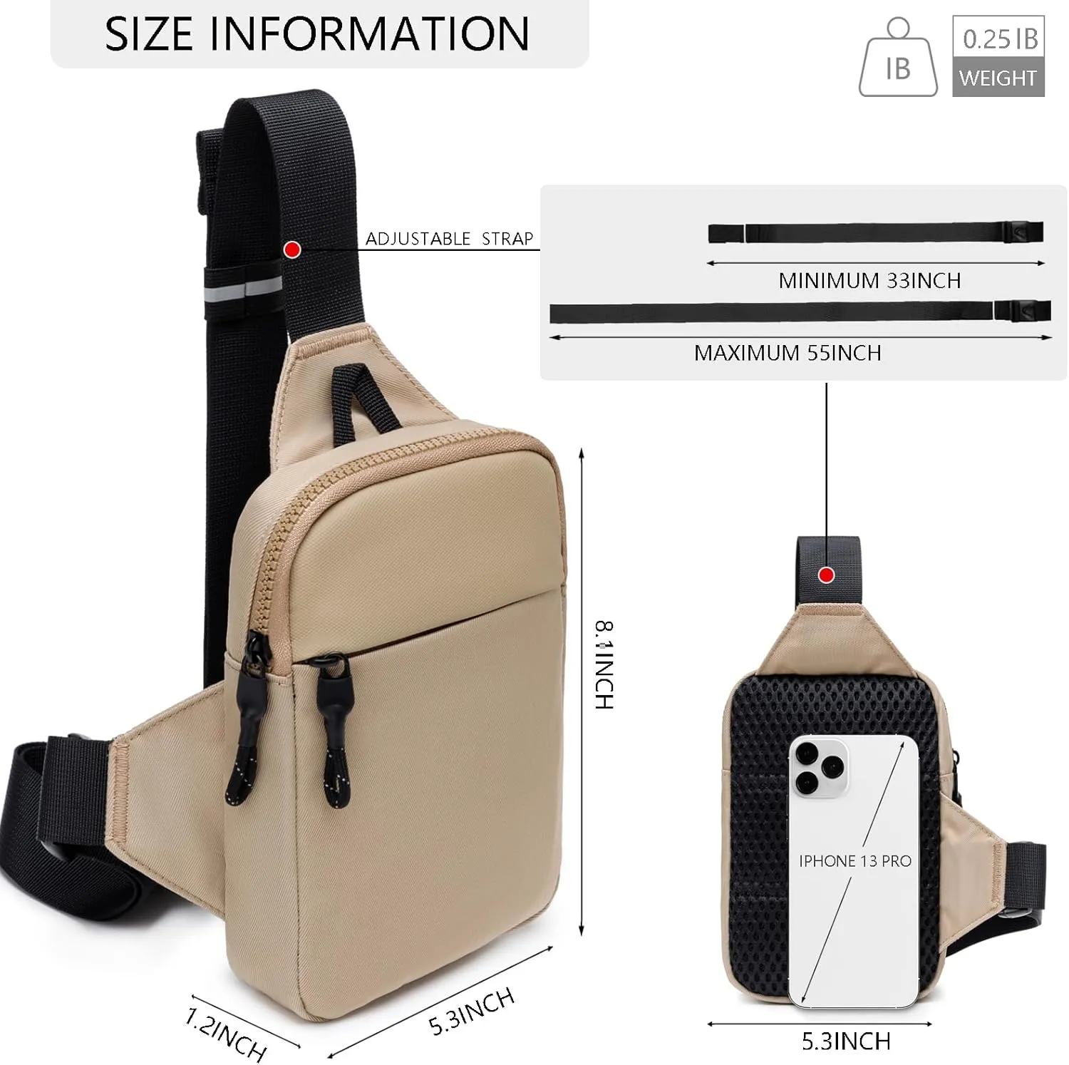 Mini Sling Bag for Men Women, Crossbody Waterproof Trendy Shoulder Cell Phone Chest Bag for Travel Work Gym