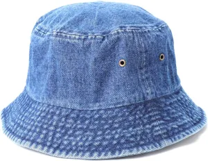 MIRMARU Vintage 100% Cotton Canvas Denim Bucket Hat - Casual Outdoor Fishing Hiking Safari Boonie Hat.