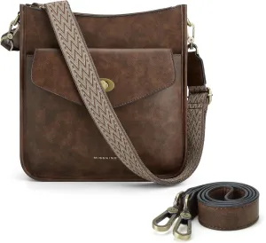 Missnine Crossbody Bags for Women Trendy Vegan Leather Shoulder Bag Hobo Purses Handbags with 2 Shoulder Straps