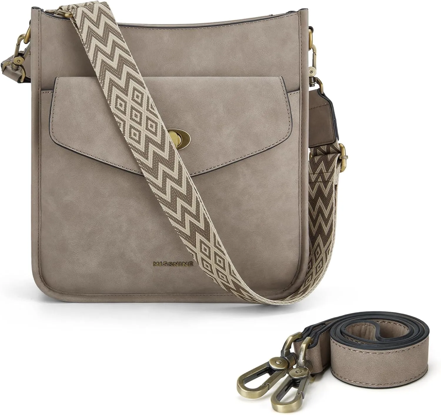 Missnine Crossbody Bags for Women Trendy Vegan Leather Shoulder Bag Hobo Purses Handbags with 2 Shoulder Straps